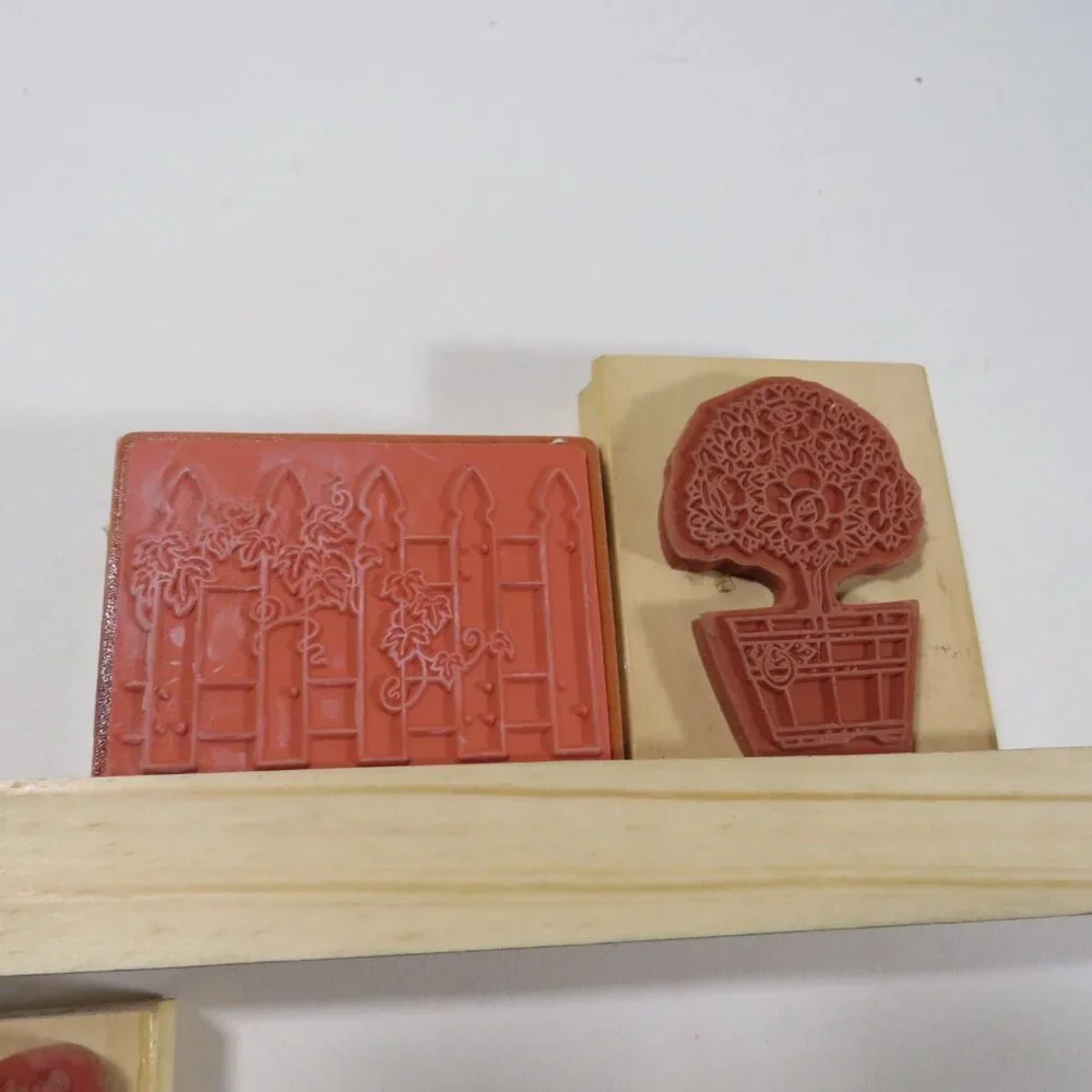 Rubber Stamps Wood Mounted (Fence, Topiary, Just for You Bouquet)